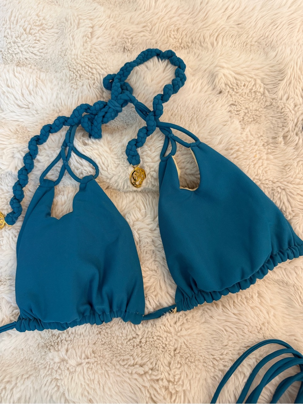 Luli Fama Teal & Gold Reversible Bikini Set